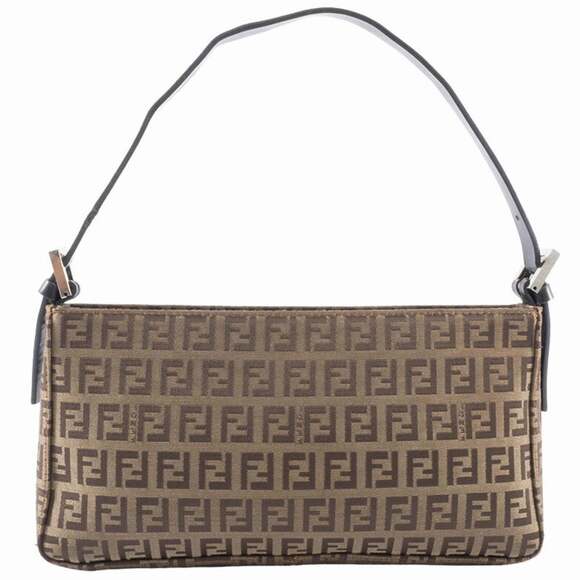 FENDI Cream Leather Zucca Shoulder Bag - Picture 3 of 16